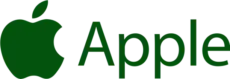 Green Apple logo with the word "Apple" in green to the right.